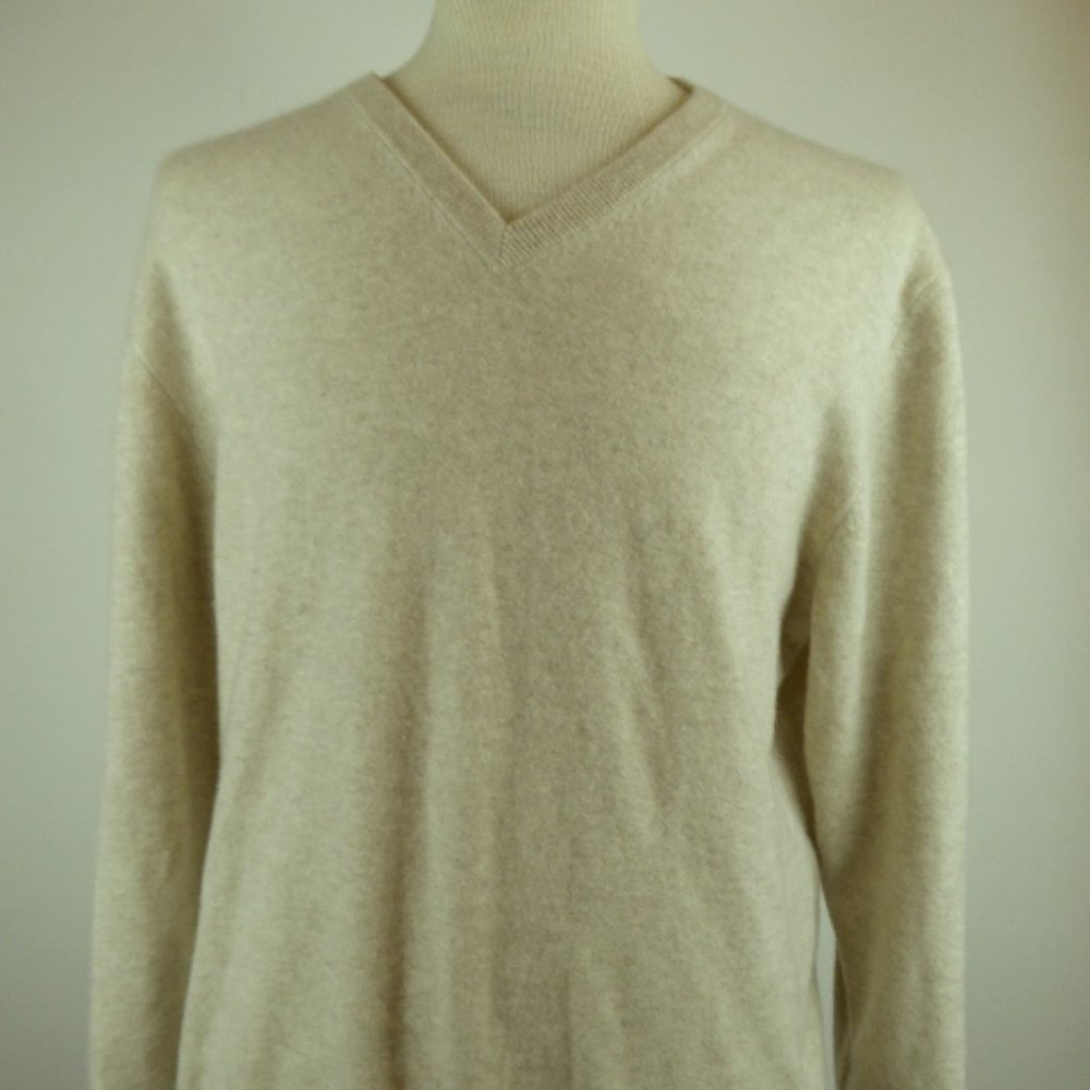 JOSEPH & LYMAN bloomingdales cashmere cream beige v neck sweater L